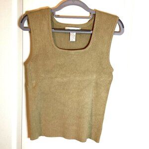 Jones New York Women's Ribbed Stretchy Sleeveless Vest Silk Blend Retro Layering